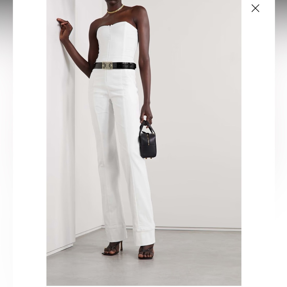 RIVET UTILITY Showstopper Strapless Stretch-Crepe Jumpsuit White M $425